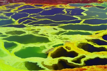 Ethiopia . Colored fumaroles of the volcano Dallol.