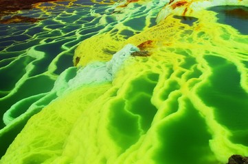 Ethiopia . Colored fumaroles of the volcano Dallol.