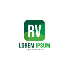 Initial RV logo template with modern frame. Minimalist RV letter logo vector illustration