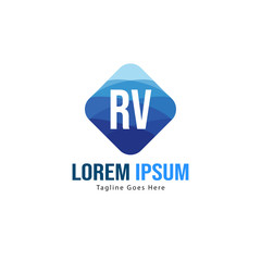 Obraz premium Initial RV logo template with modern frame. Minimalist RV letter logo vector illustration
