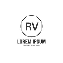 Obraz premium Initial RV logo template with modern frame. Minimalist RV letter logo vector illustration