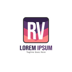 Obraz premium Initial RV logo template with modern frame. Minimalist RV letter logo vector illustration