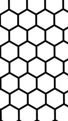 Black honeycomb on a white background. Perspective view on polygon look like honeycomb. Isometric geometry. Vertical image orientation. 3D illustration