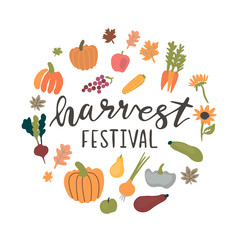 Vector circle frame for harvest festival