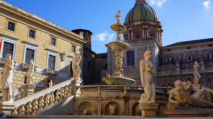 Palermo, Sycylia, Włochy, fontanna, plac © Artur