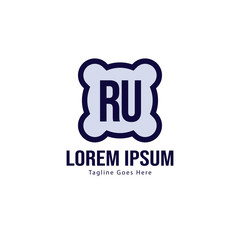 Obraz premium Initial RU logo template with modern frame. Minimalist RU letter logo vector illustration
