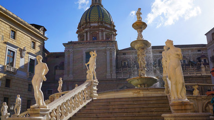 Palermo, Sycylia, Włochy, fontanna, plac © Artur