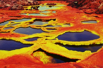 Ethiopia . Colored fumaroles of the volcano Dallol.