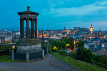 Edinburgh Scotland skyline at night 