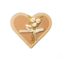 Wedding invitation or valentine love heart card decorated with flower bouquet