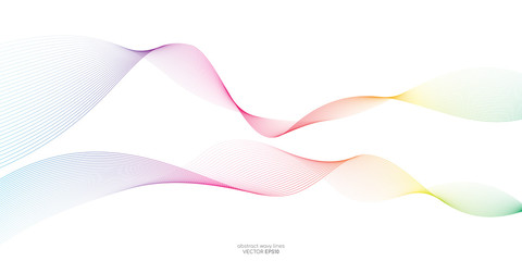 Abstract vector colorful wave line flowing isolated on white background for design elements in concept technology, music, science, A.I.