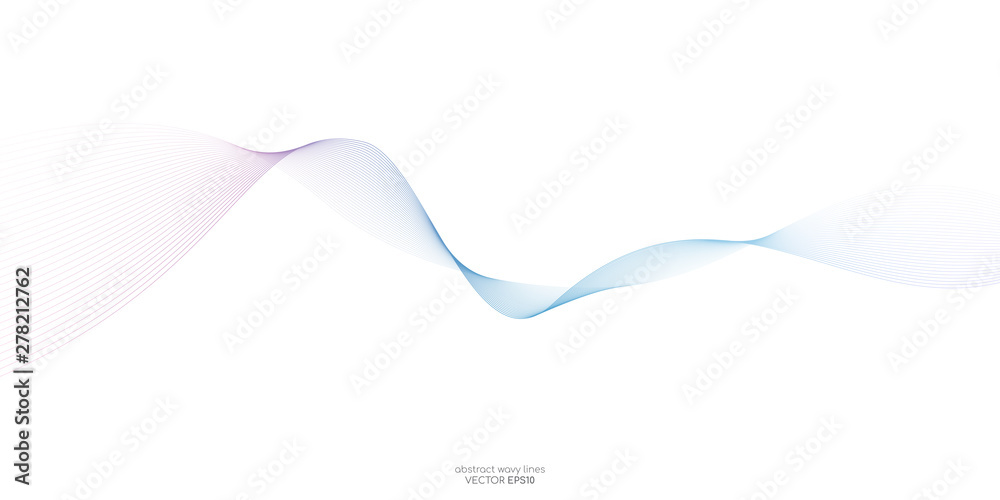 Poster abstract vector colorful blue pink wave line flowing isolated on white background for design element