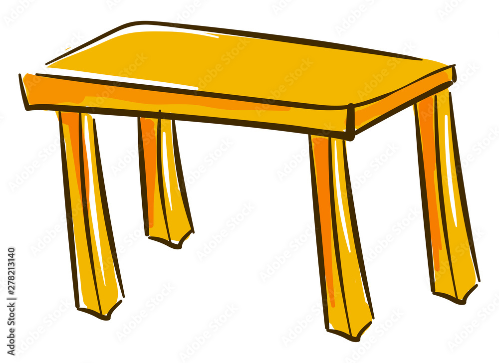 Canvas Prints Yellow table, illustration, vector on white background.