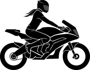 Fototapeta na wymiar Female Ride Sports Motorbike