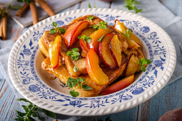 French toast with caramelized peach