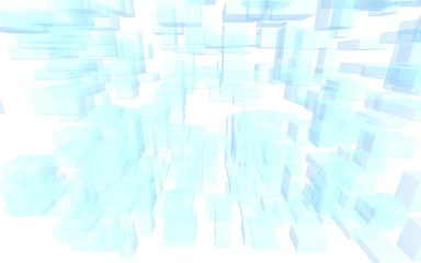 Blue and white abstract digital and technology background. The pattern with repeating rectangles. 3D illustration