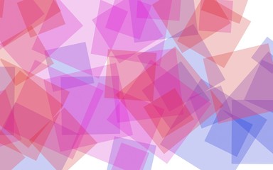 Multicolored translucent squares on white background. Red tones. 3D illustration