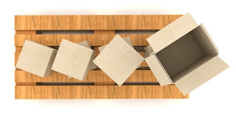 Cardboard boxes and graph concept.3d illustration.