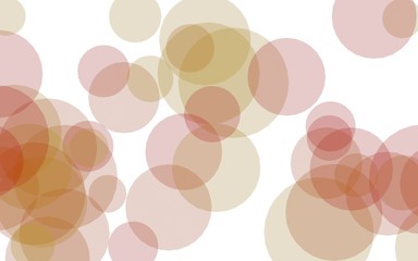 Multicolored translucent circles on a white background. Yellow tones. 3D illustration