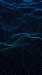 Abstract landscape on a dark background. Cyberspace purple grid. hi tech network. 3D illustration