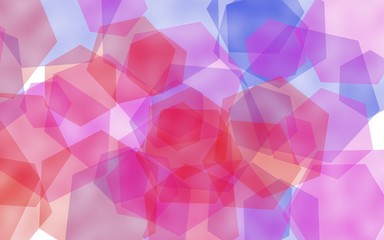 Naklejka na ściany i meble Multicolored translucent hexagons on white background. Red tones. 3D illustration