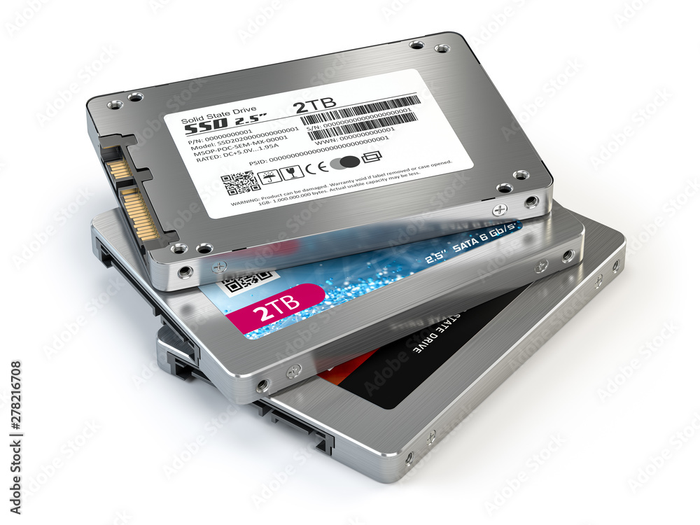 Poster ssd state solid drives disks isolated on white background.