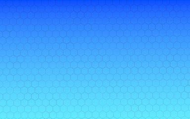 Translucent honeycomb on a gradient blue sky background. Perspective view on polygon look like honeycomb. Isometric geometry. 3D illustration