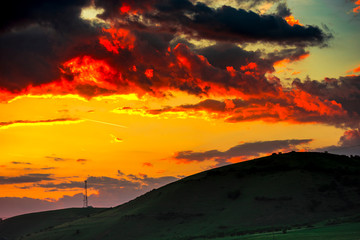 Fantastic colors of clouds at the sunset