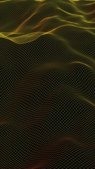Abstract landscape background. Cyberspace green grid. hi tech network. 3D illustration