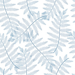 Seamless pattern with fern leaves. Vector illustration. 