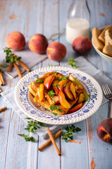 French toast with caramelized peach