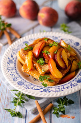 French toast with caramelized peach