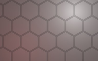 Honeycomb with color lighting, on a gray background. Perspective view on polygon look like honeycomb. Isometric geometry. 3D illustration
