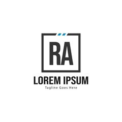 Fototapeta premium Initial RA logo template with modern frame. Minimalist RA letter logo vector illustration