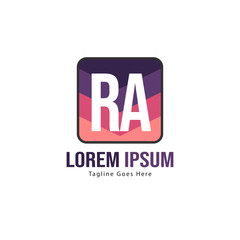 Initial RA logo template with modern frame. Minimalist RA letter logo vector illustration
