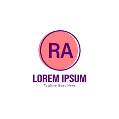 Initial RA logo template with modern frame. Minimalist RA letter logo vector illustration
