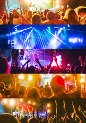 Crowd raising their hands and enjoying great festival party or concert.