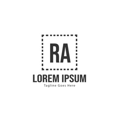 Initial RA logo template with modern frame. Minimalist RA letter logo vector illustration