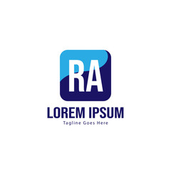 Initial RA logo template with modern frame. Minimalist RA letter logo vector illustration