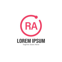 Initial RA logo template with modern frame. Minimalist RA letter logo vector illustration