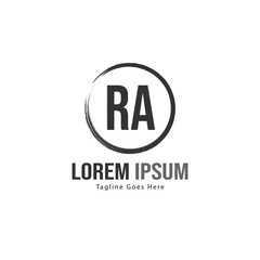 Initial RA logo template with modern frame. Minimalist RA letter logo vector illustration