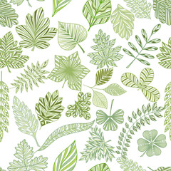 Seamless pattern with abstract  leaves. Vector illustration.
