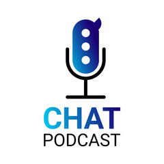 communication design logo or voice message or chat bubble with a microphone