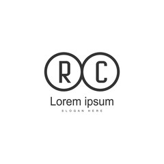 Initial RC logo template with modern frame. Minimalist RC letter logo vector illustration