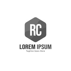 Initial RC logo template with modern frame. Minimalist RC letter logo vector illustration