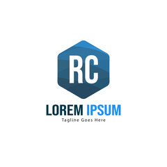 Initial RC logo template with modern frame. Minimalist RC letter logo vector illustration