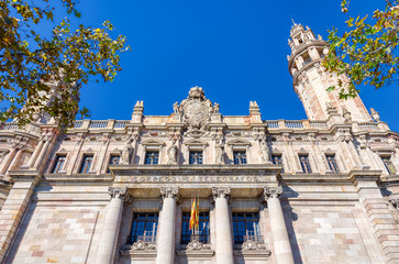 Palace Correos y telegrafos, main entrance. Barcelona.