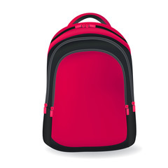 Pink bag, white background school education learn
