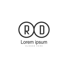 Initial RD logo template with modern frame. Minimalist RD letter logo vector illustration