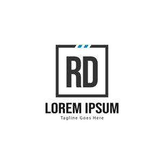 Initial RD logo template with modern frame. Minimalist RD letter logo vector illustration
